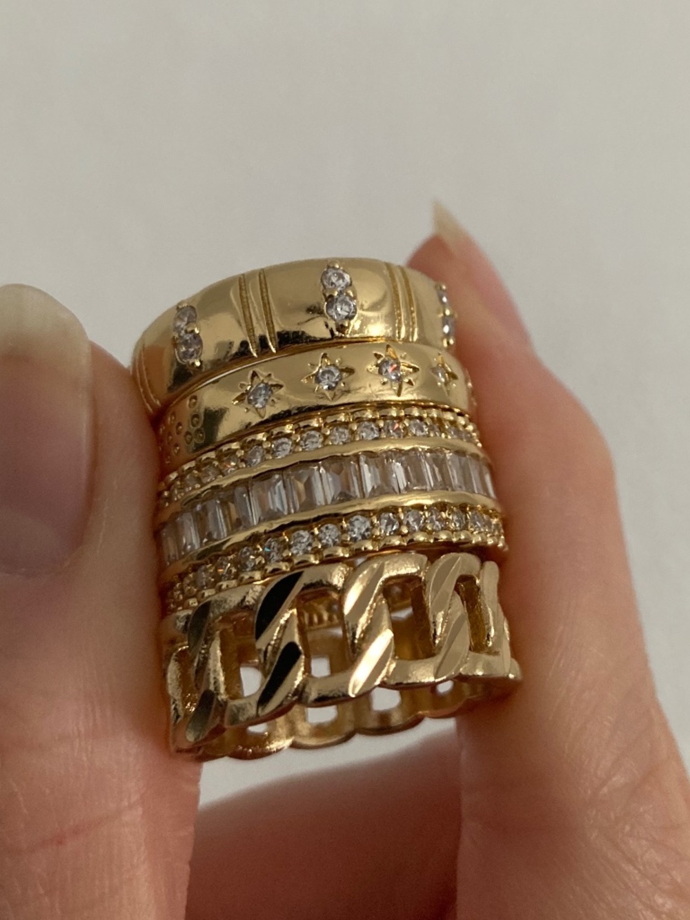 CHILD OF WILD SZ8 Ring SET Gold Stackable layering cocktail Rings Gold Set New